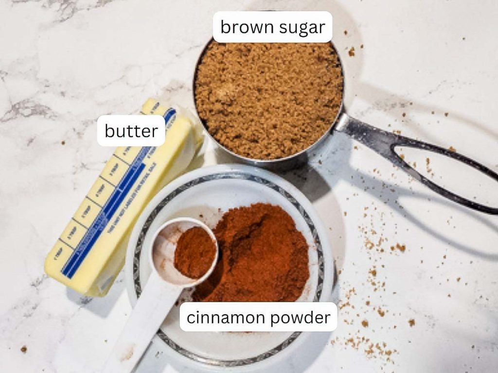 sourdough brioche cinnamon rolls filling ingredients ; brown sugar, butter, cinnamon powder