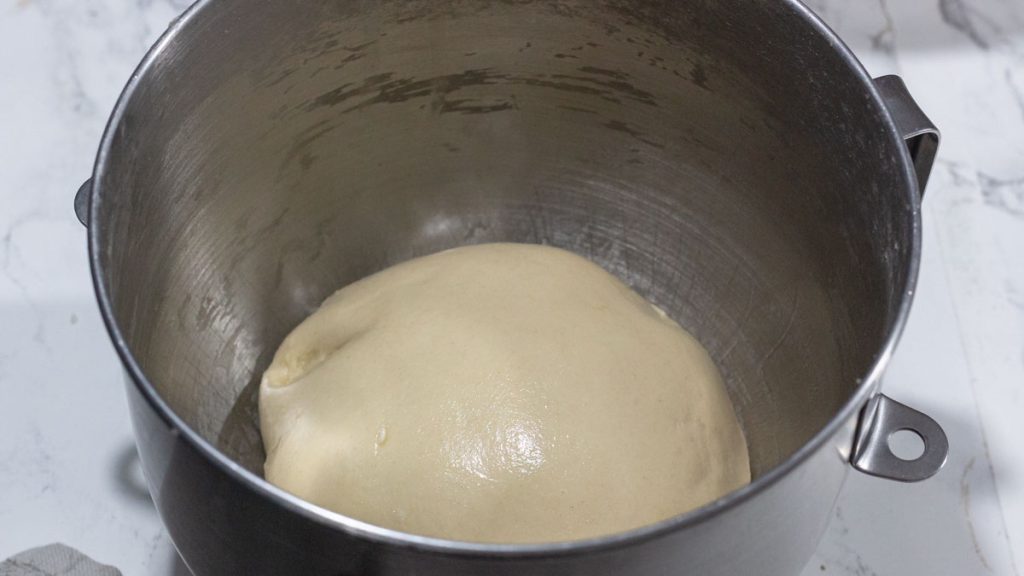 sourdough inside oiled mixing bowl