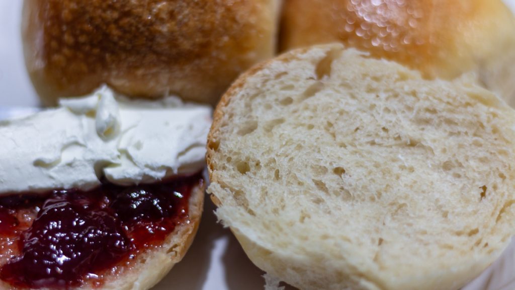sourdough brioche rolls with jam and jelly
