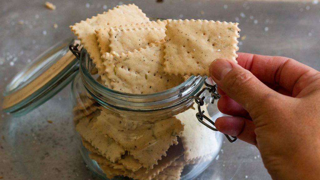 hand holding crackers