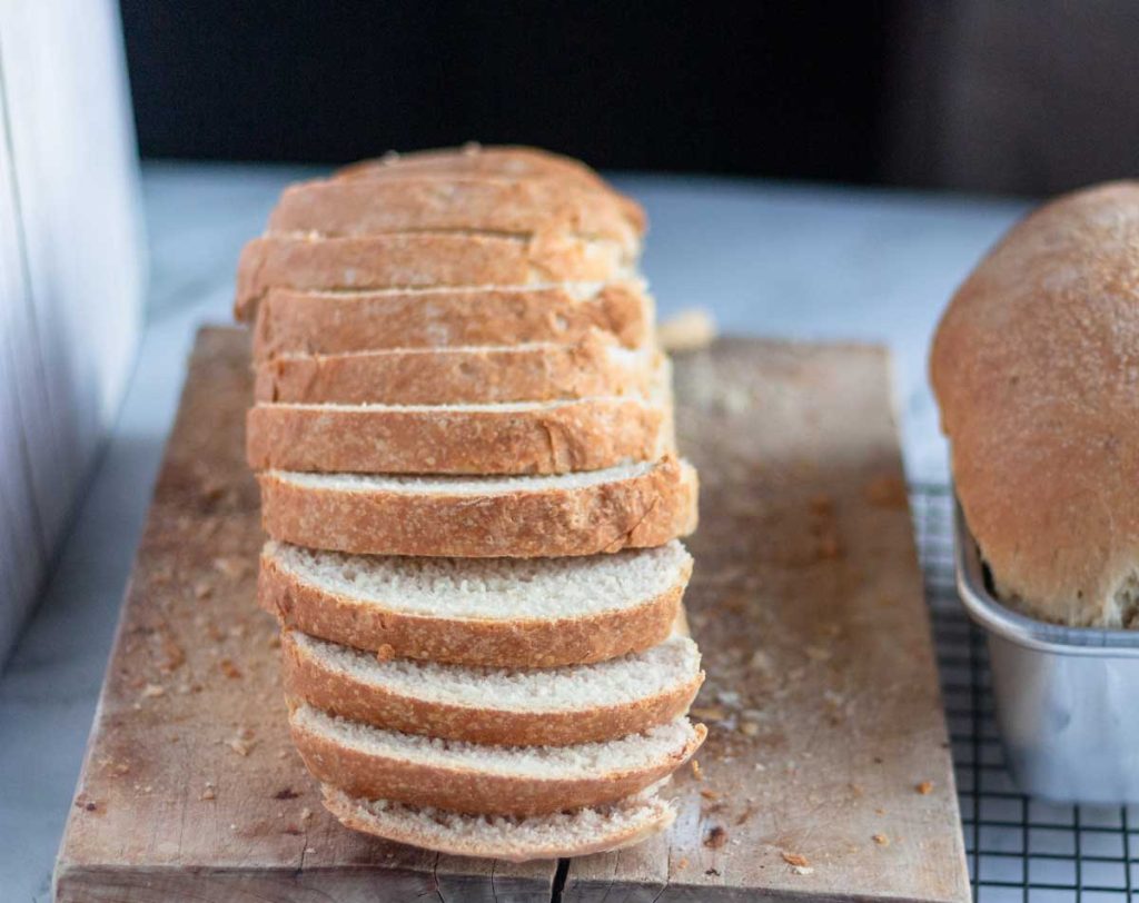 sliced sourdough loaf